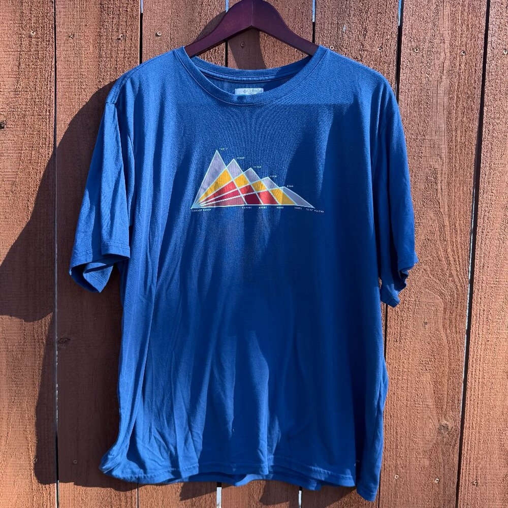 Columbia Blue Cascade Mountain Range T-Shirt Mens Size XXL